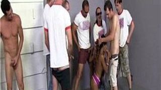 White Gang Gets Sucked By Black Babe - porn video