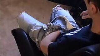 Sexy gay Jared is jumpy about his very first time stroking off on - porn video