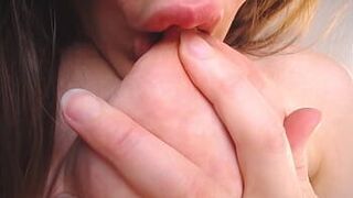 ASMR intense close up puffy nipples sucking - porn video