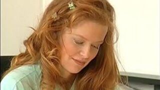 Redhead beauty fucked in the office by the always horny boss - porn video