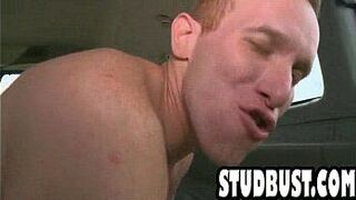 Doggystyle fucking an amateur stud in a van - porn video