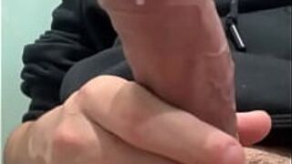 Solo in the bathroom big cumshot at the end - porn video