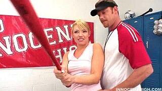 Horny blonde Maya Hills seduces her her coach in the locker room - porn video